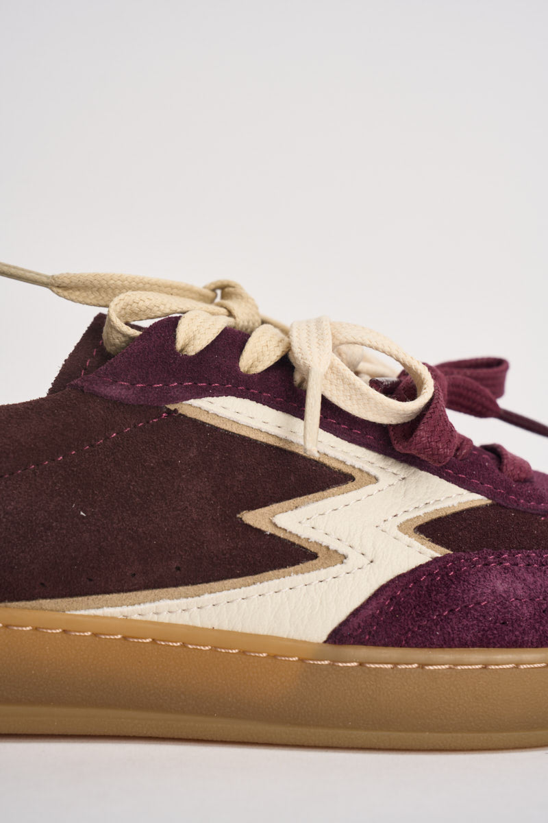 Sneakers donna Club Patchwork  in suede mogano CL342 MULTIBORDEAUX MOACONCEPT 