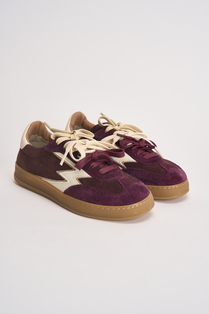 Sneakers donna Club Patchwork  in suede mogano CL342 MULTIBORDEAUX MOACONCEPT 