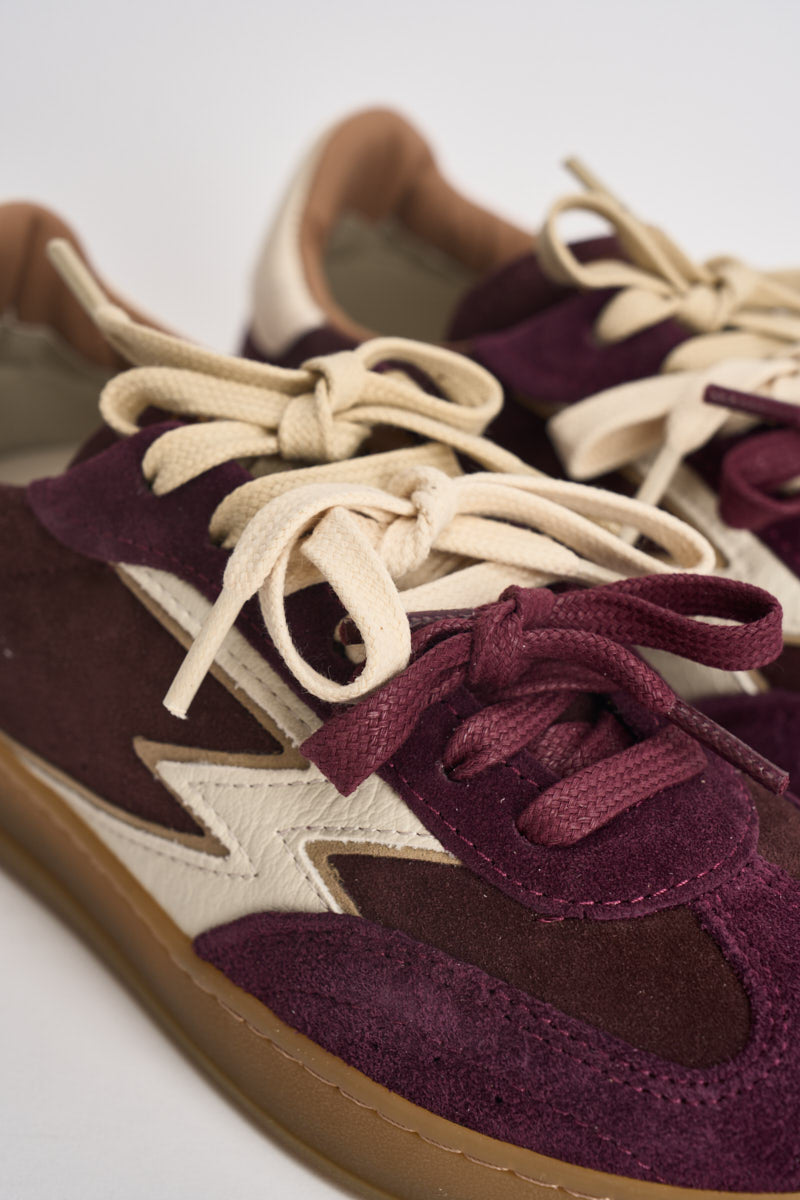 Sneakers donna Club Patchwork  in suede mogano CL342 MULTIBORDEAUX MOACONCEPT 