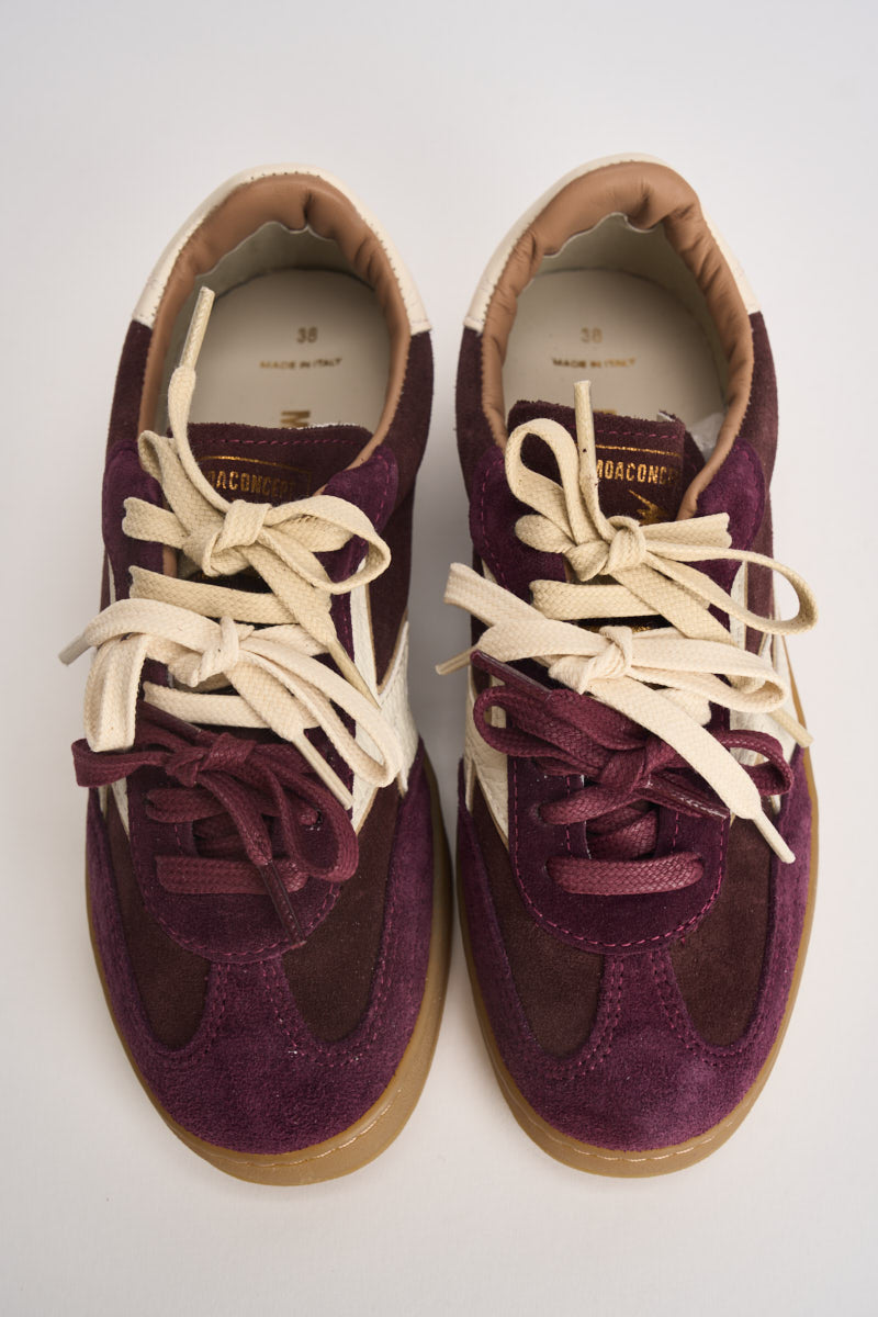 Sneakers donna Club Patchwork  in suede mogano CL342 MULTIBORDEAUX MOACONCEPT 