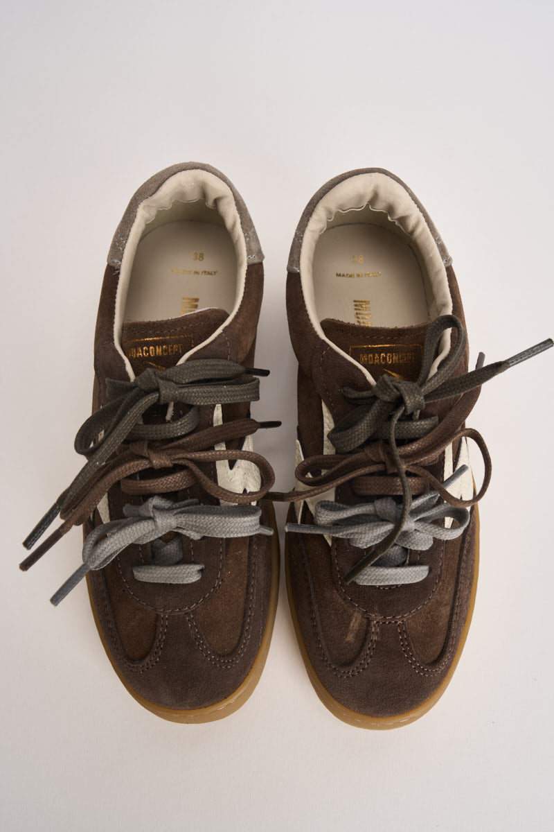 Sneakers donna Club Patchwork in suede marrone CL343 MULTIGREY MOACONCEPT 
