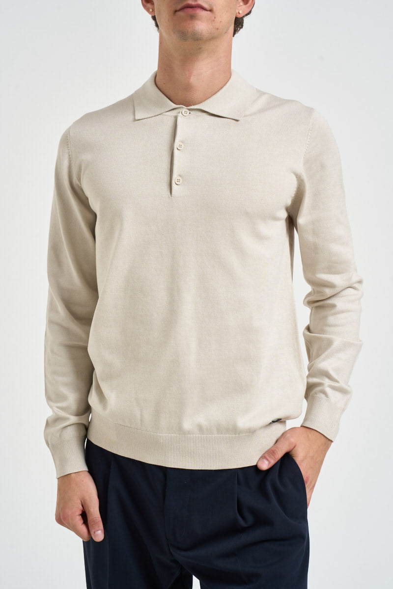 Polo uomo a maniche lunghe beige MIM274 BEIGE MORO 