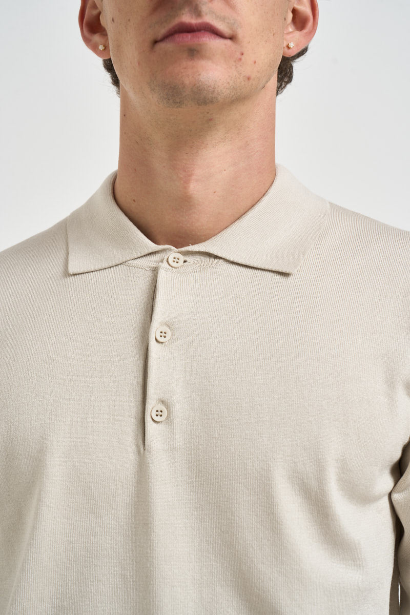 Polo uomo a maniche lunghe beige MIM274 BEIGE MORO 