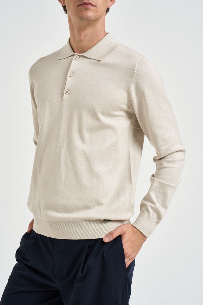 Polo uomo a maniche lunghe beige MIM274 BEIGE MORO 