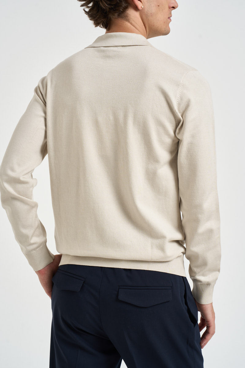 Polo uomo a maniche lunghe beige MIM274 BEIGE MORO 