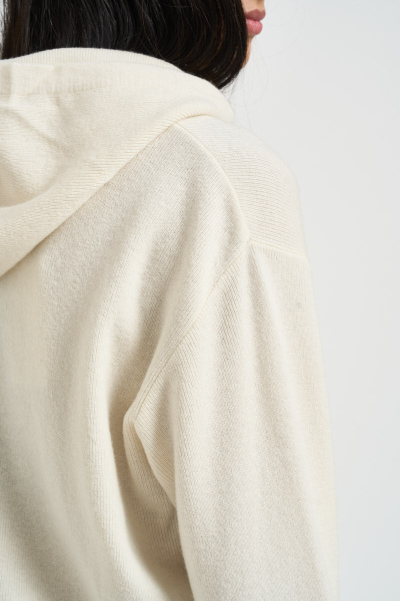 Felpa donna in maglia con cappuccio panna WL1732 PANNA MOTEL 
