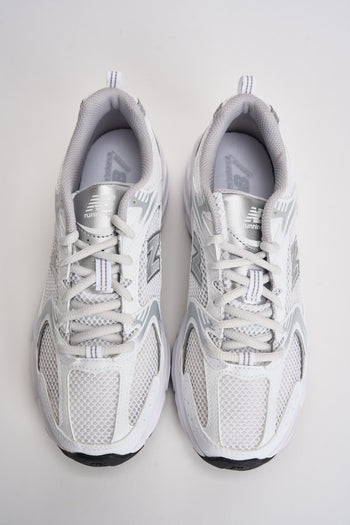 Sneakers donna 530 bianche e argento - 7