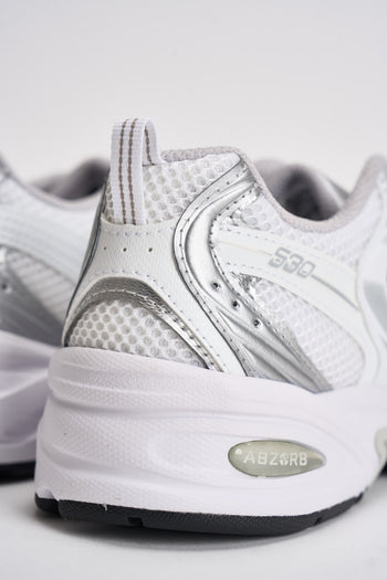 Sneakers donna 530 bianche e argento - 9