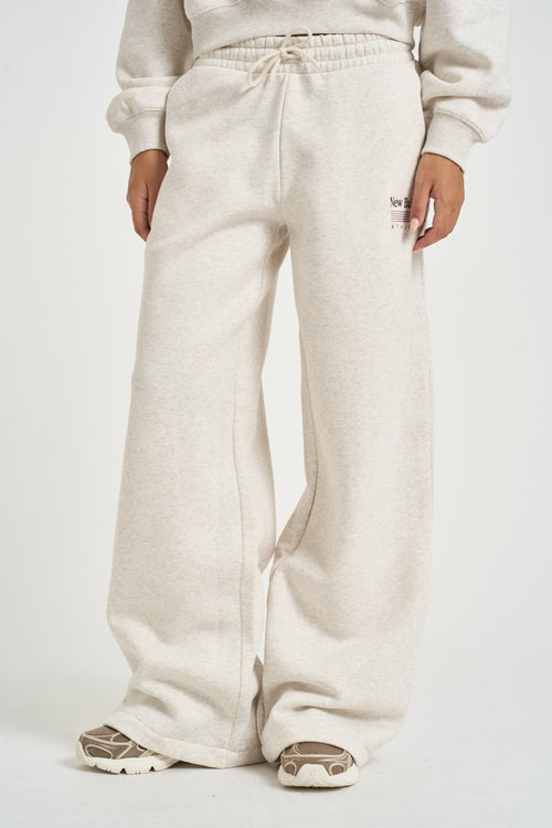 Pantalone donna jogger a palazzo panna mèlange - 2