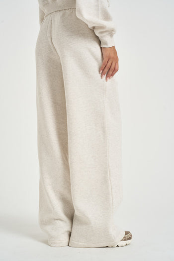 Pantalone donna jogger a palazzo panna mèlange - 4