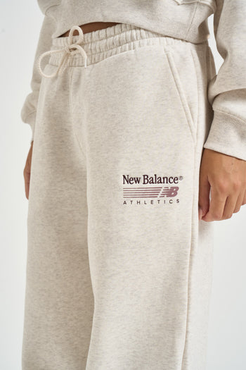 Pantalone donna jogger a palazzo panna mèlange - 5