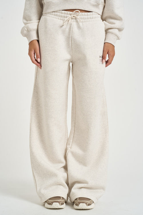 Pantalone donna jogger a palazzo panna mèlange - 1