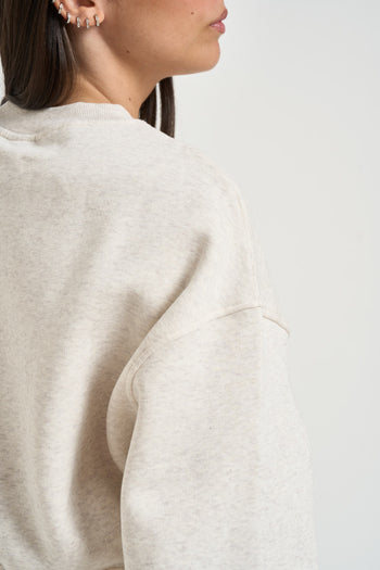 Felpa donna cropped panna mèlange - 6