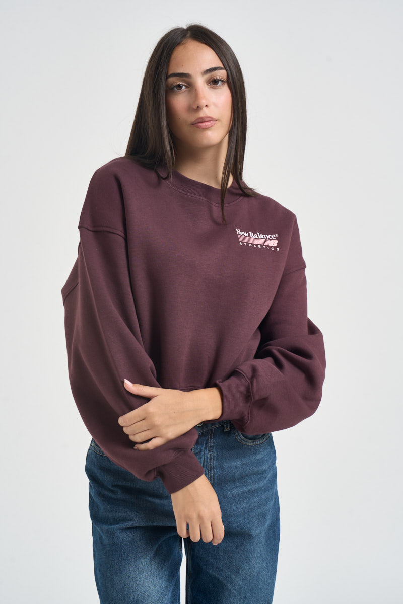 Felpa donna cropped vino WT62T7 YLR NEW BALANCE 