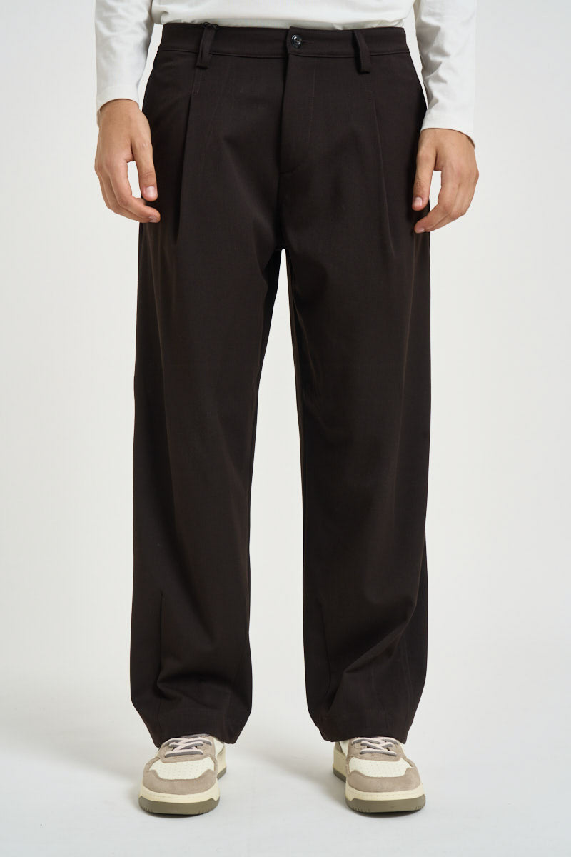 Pantalone uomo gamba dritta marrone scuro 2790 CLESMORO OFFICINA 