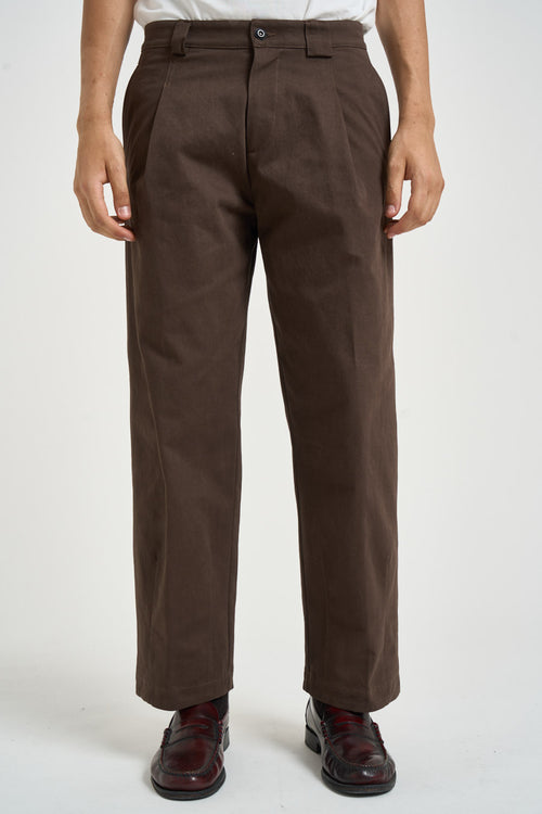 Pantalone uomo con pinces marrone
