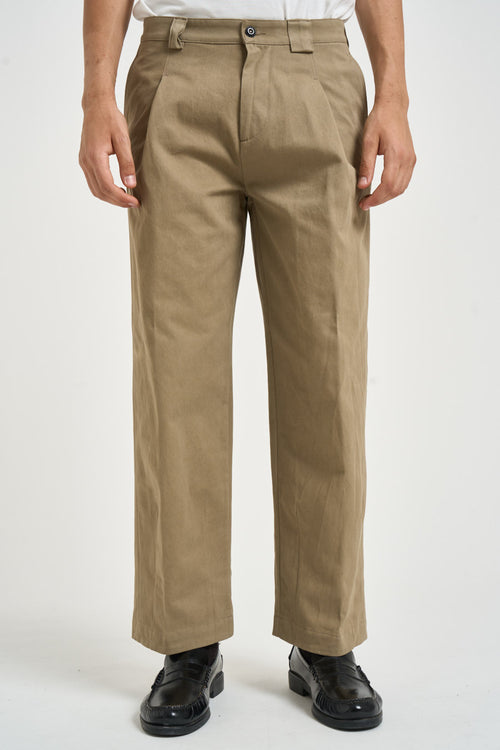 Pantalone uomo con pinces sabbia - 1