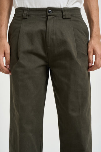 Pantalone uomo con pinces verde militare - 5
