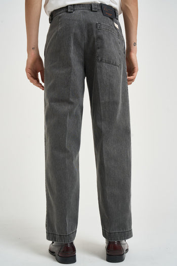 Pantalone uomo con pinces in denim grigio scuro - 3