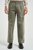 Pantalone uomo con pinces in denim verde 2809B MOMOVERDE OFFICINA 