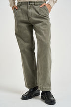 Pantalone uomo con pinces in denim verde 2809B MOMOVERDE OFFICINA 