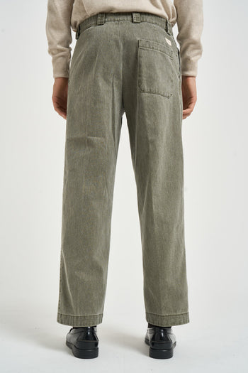 Pantalone uomo con pinces in denim verde - 4