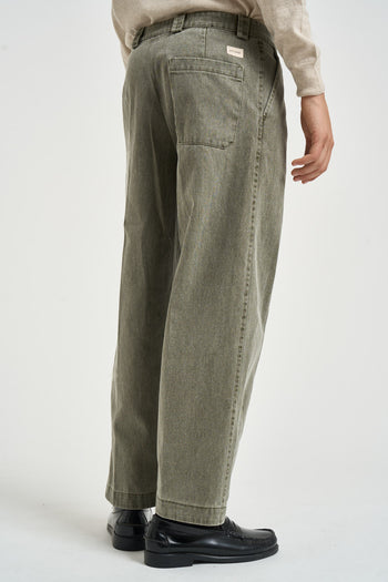Pantalone uomo con pinces in denim verde - 5