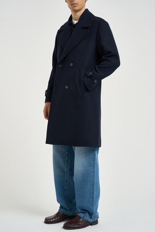 Cappotto uomo midi blu navy