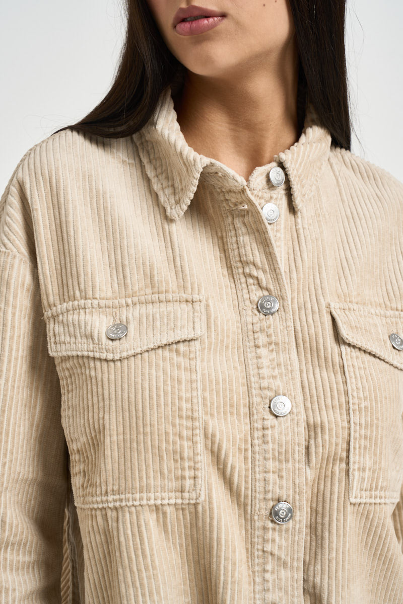 Camicia donna in velluto a  coste beige 15222456 HUMUS ONLY 