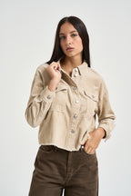 Camicia donna in velluto a  coste beige 15222456 HUMUS ONLY 
