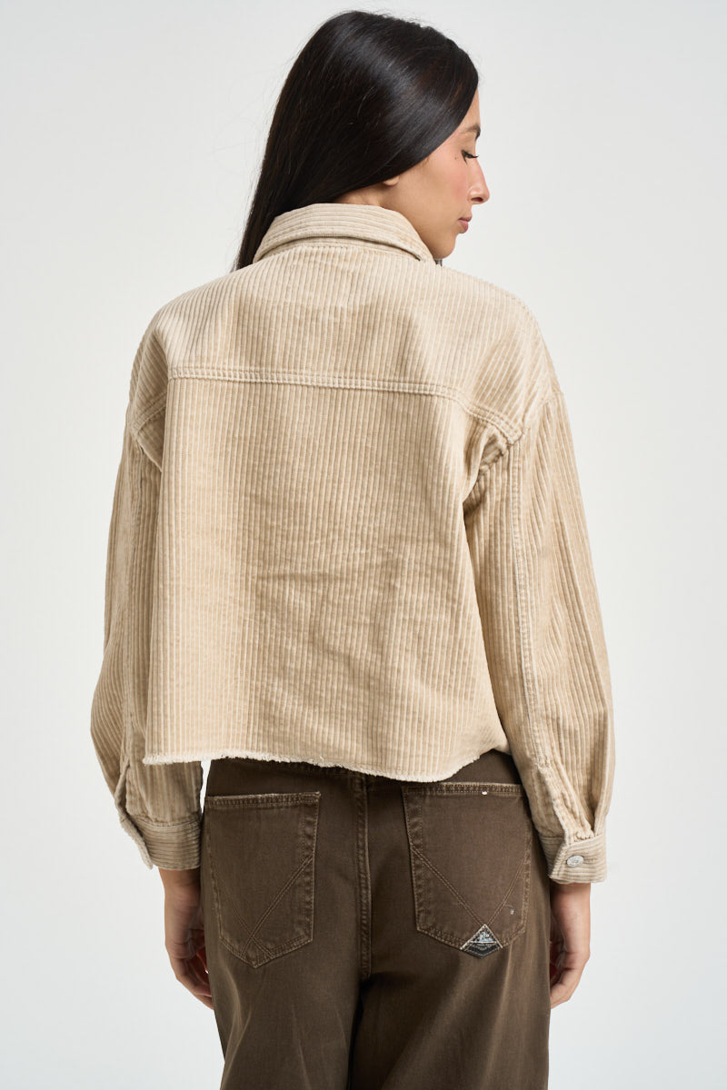 Camicia donna in velluto a  coste beige 15222456 HUMUS ONLY 