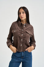 Camicia donna in velluto a coste marrone 15222456 SHOPPING BAG ONLY 