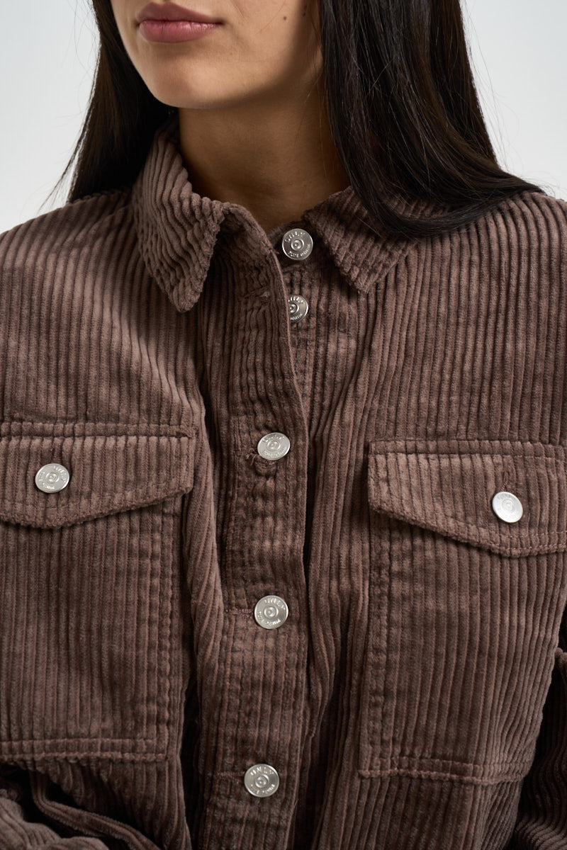 Camicia donna in velluto a coste marrone 15222456 SHOPPING BAG ONLY 
