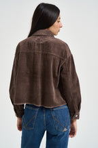 Camicia donna in velluto a coste marrone 15222456 SHOPPING BAG ONLY 