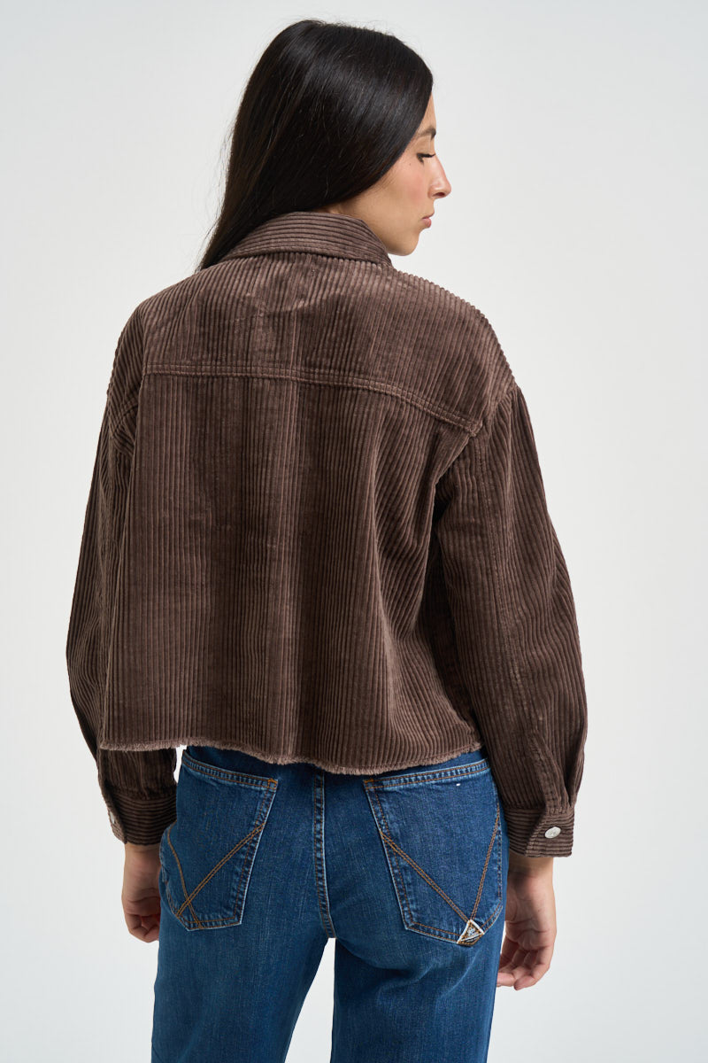 Camicia donna in velluto a coste marrone 15222456 SHOPPING BAG ONLY 