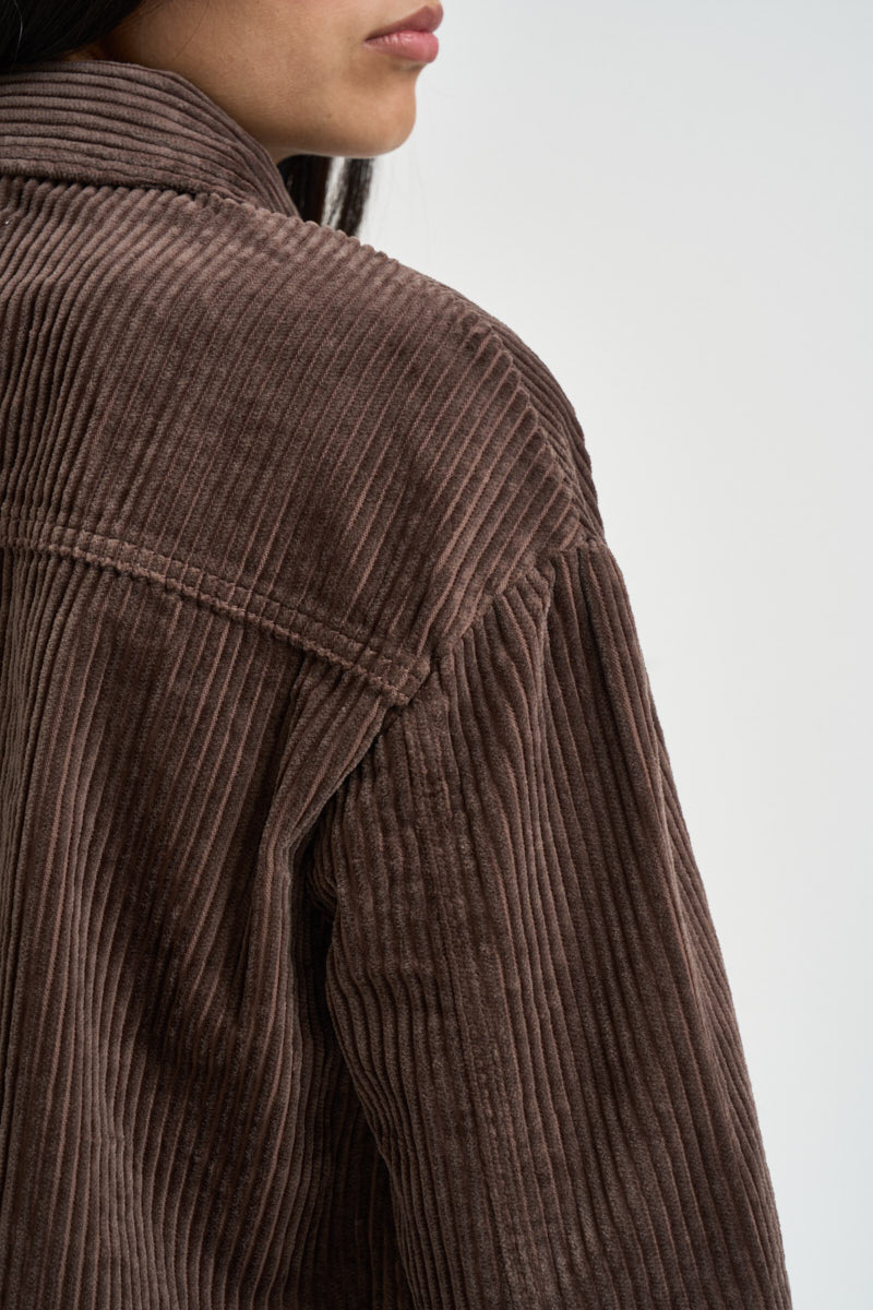 Camicia donna in velluto a coste marrone 15222456 SHOPPING BAG ONLY 