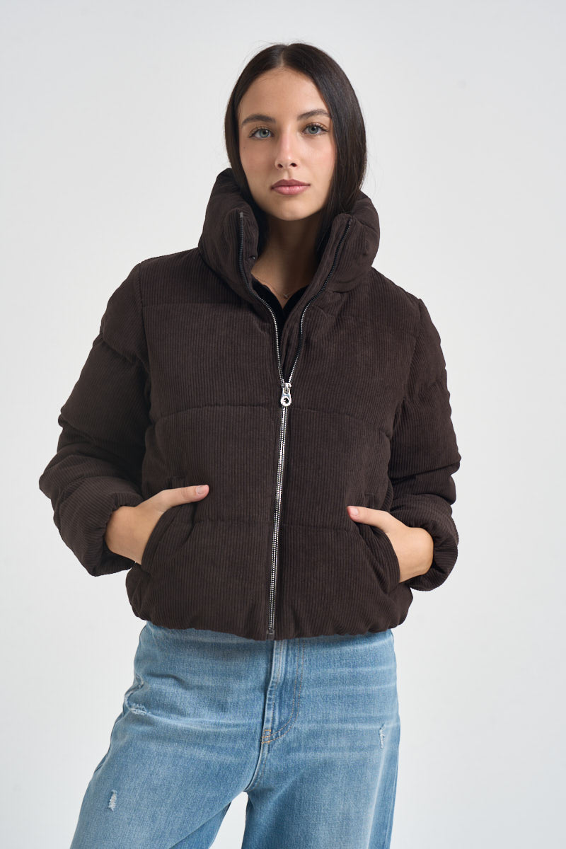Piumino donna cropped in velluto moro 15304768 CHOCOLATE TOART ONLY 