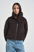 Piumino donna cropped in velluto moro 15304768 CHOCOLATE TOART ONLY 