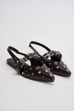 Slingback donna con borchie marrone 15340903 COFFEE BEAN ONLY 