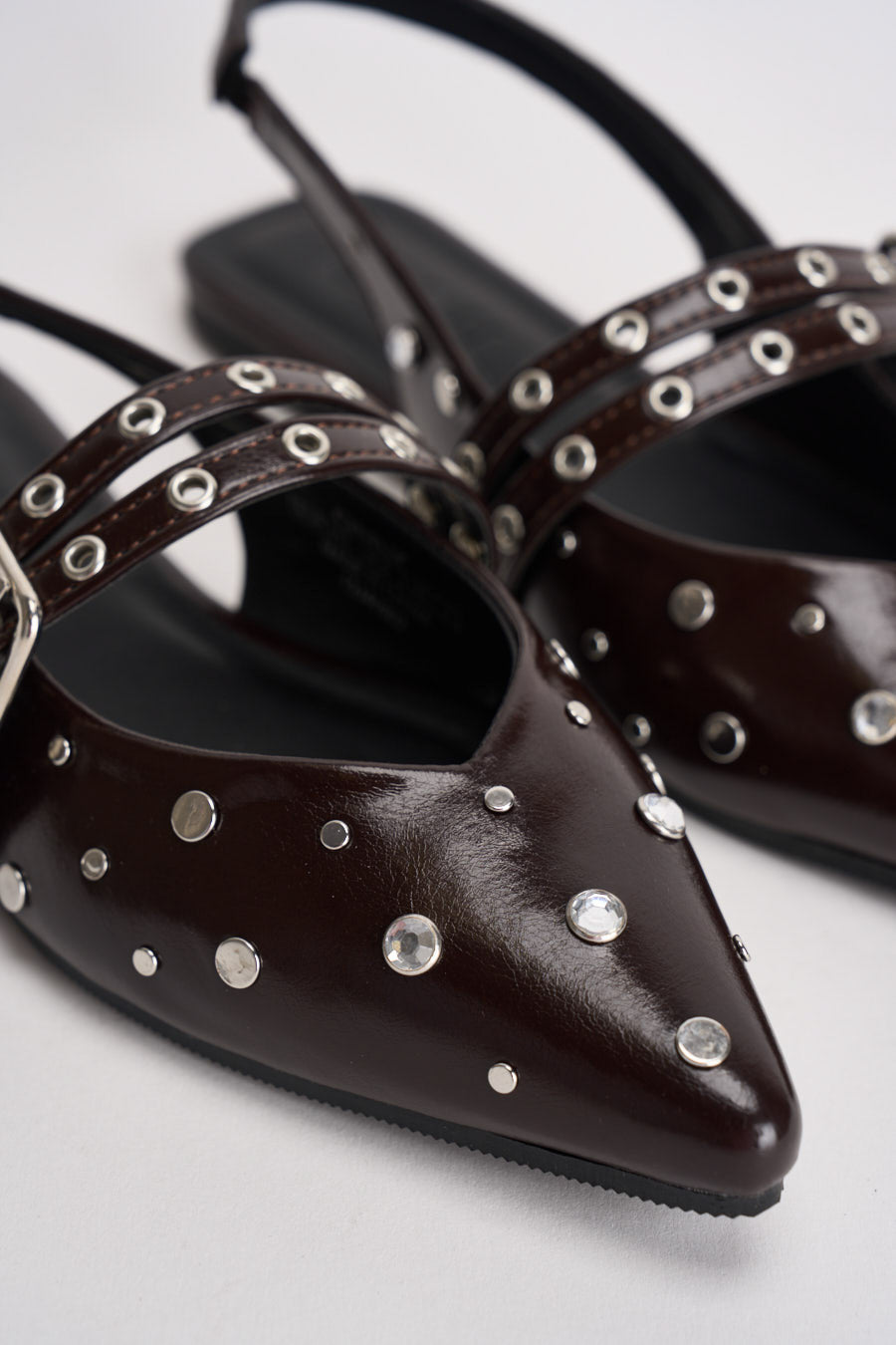 Slingback donna con borchie marrone 15340903 COFFEE BEAN ONLY 