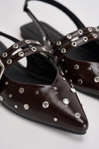 Slingback donna con borchie marrone 15340903 COFFEE BEAN ONLY 