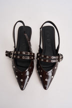 Slingback donna con borchie marrone 15340903 COFFEE BEAN ONLY 