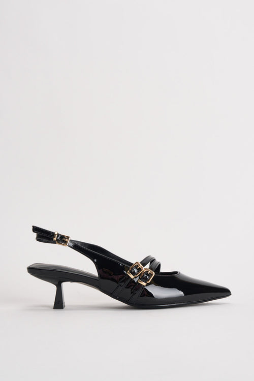 Slingback donna in vernice nero - 1