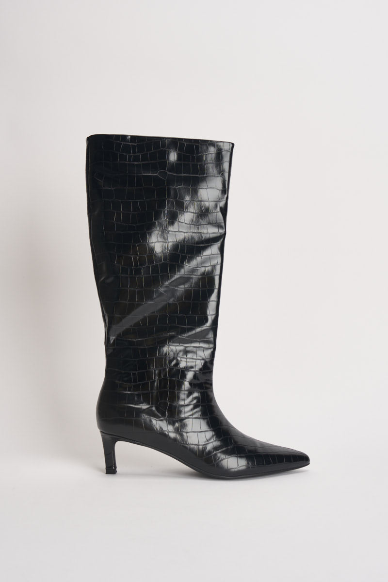 Stivali donna in ecopelle croco neri 15356463 BLACK CROCO ONLY 