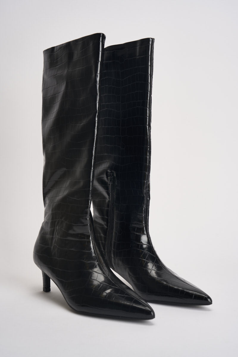 Stivali donna in ecopelle croco neri 15356463 BLACK CROCO ONLY 