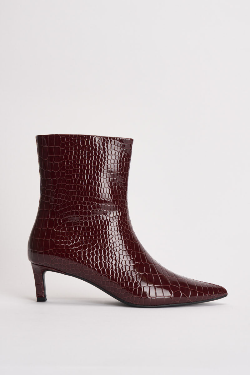 Stivaletti donna con tacco pitonato bordeaux 15356465 FIGH ONLY 