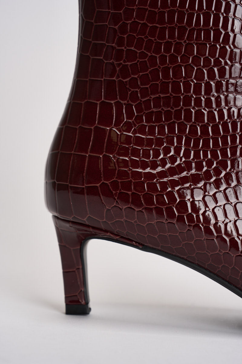 Stivaletti donna con tacco pitonato bordeaux 15356465 FIGH ONLY 