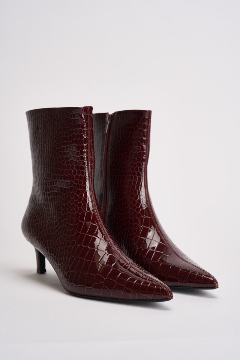 Stivaletti donna con tacco pitonato bordeaux 15356465 FIGH ONLY 