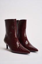 Stivaletti donna con tacco pitonato bordeaux 15356465 FIGH ONLY 