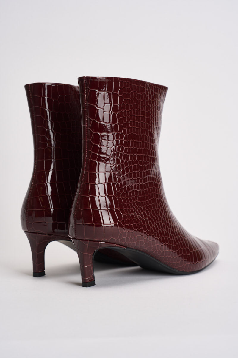 Stivaletti donna con tacco pitonato bordeaux 15356465 FIGH ONLY 